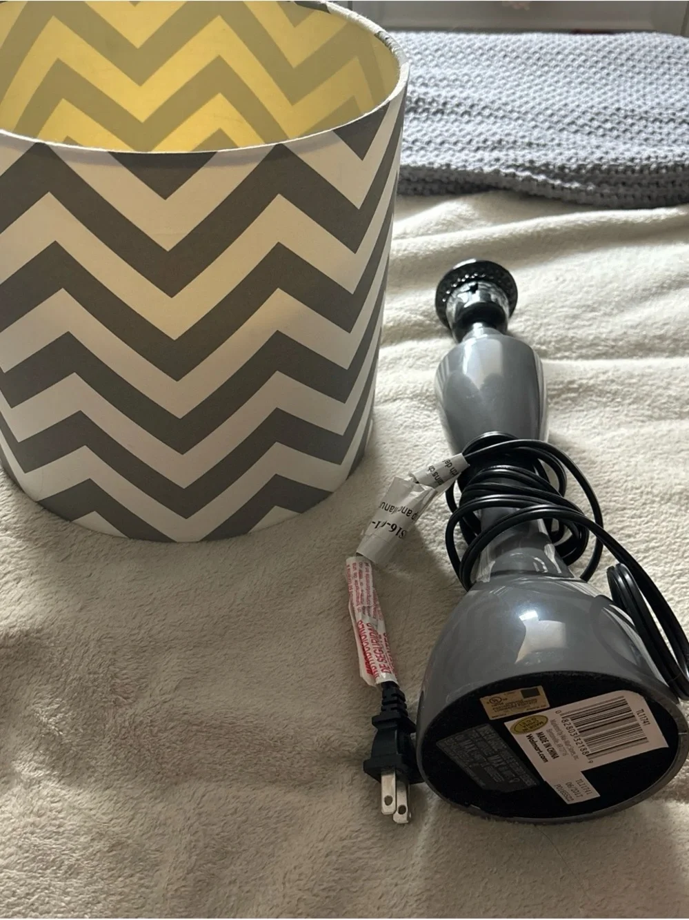 Target Gray Chevron Lamp Shade with Gray Gloss Table Lamp